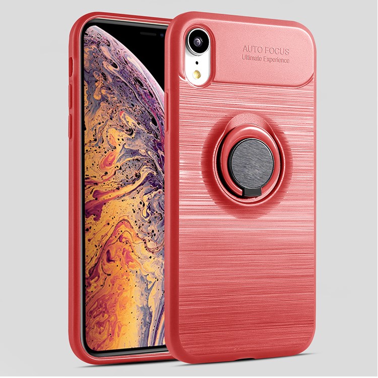 

Пальцевое Кольцо Подставка Для Щетки TPU Для Iphone XR 6.1 Дюймов [встроенный Магнитный Металлический Лист] - Красный, iPhone XR
