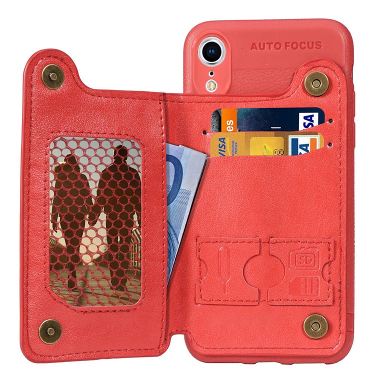 

Magnetic PU Leather Coated TPU Phone Cover with [Wallet Kickstand] for iPhone XR 6.1 inch - Red, iPhone XR