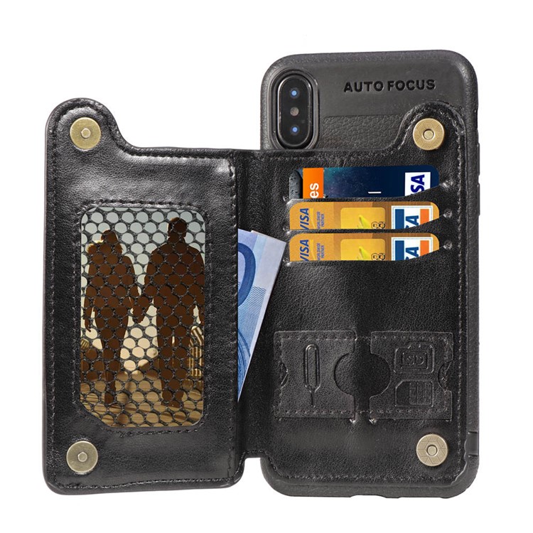 

Magnetic PU Leather Coated TPU Mobile Case with [Wallet Kickstand] for iPhone XS Max 6.5 inch - Black, iPhone XS Max