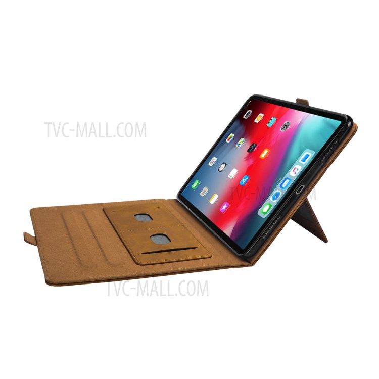 Flip Card Slots Stand Leather Tablet Casing for iPad Pro 12.9-inch (2018) - Brown-10