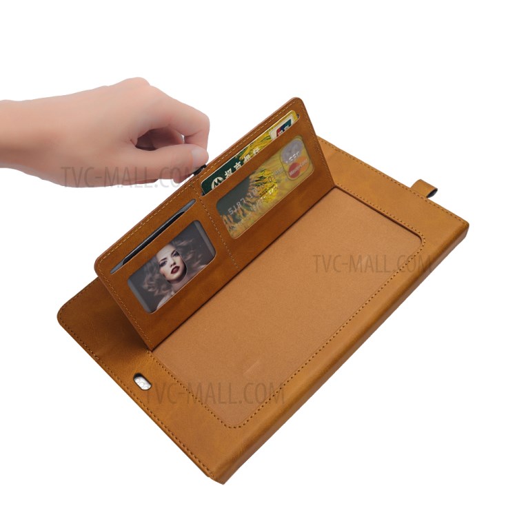 Flip Card Slots Stand Leather Tablet Casing for iPad Pro 12.9-inch (2018) - Brown-11