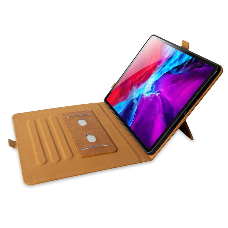 Flip Card Slots Stand Leather Tablet Casing for iPad Pro 12.9-inch (2018) - Brown-7