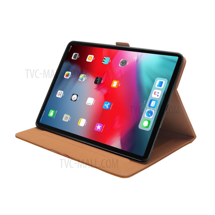 Flip Card Slots Stand Leather Tablet Casing for iPad Pro 12.9-inch (2018) - Brown-9