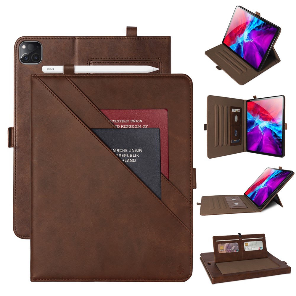 Multi-Slot Stand Leather Tablet Protective Shell for iPad Pro 11-inch (2018) - Coffee-1