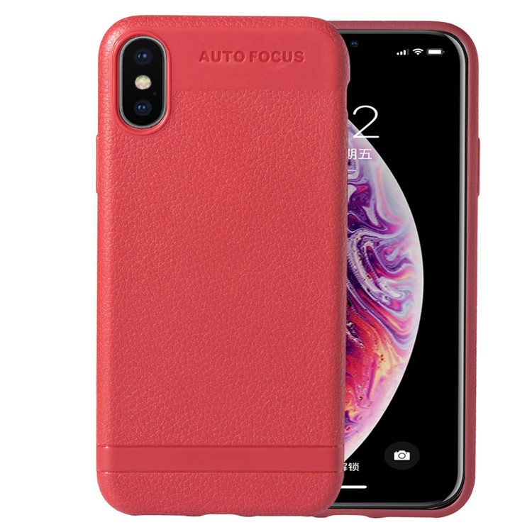 

Litchi Texture Soft TPU Cell Phone Cover for iPhone XS Max 6.5 inch - Red, iPhone XS Max