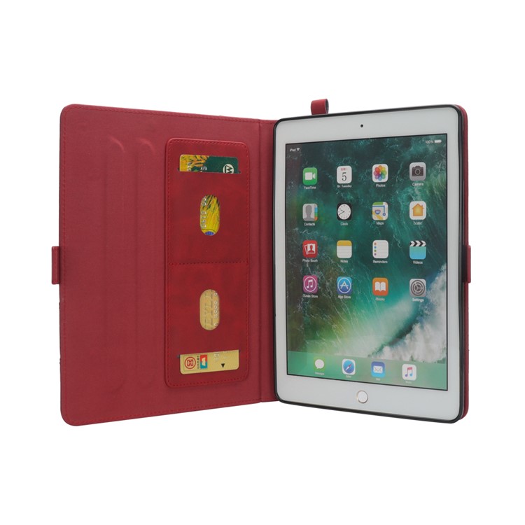 Flip Card Slots Stand Leather Tablet Case for iPad Pro 12.9-inch (2017) / Pro 12.9-inch (2015) - Red-4