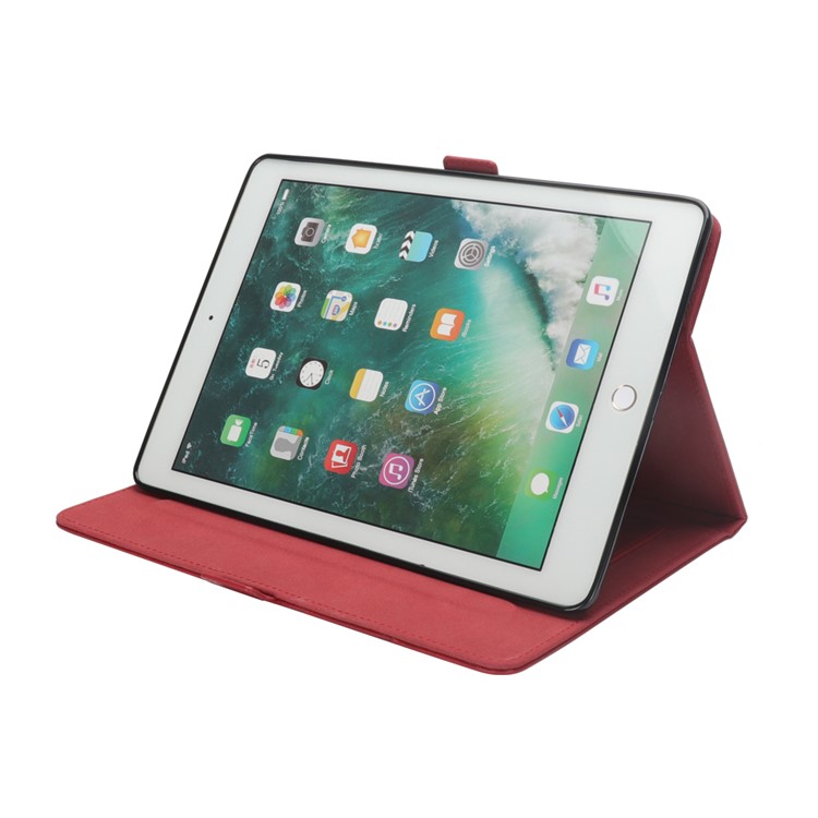 Flip Card Slots Stand Leather Tablet Case for iPad Pro 12.9-inch (2017) / Pro 12.9-inch (2015) - Red-7