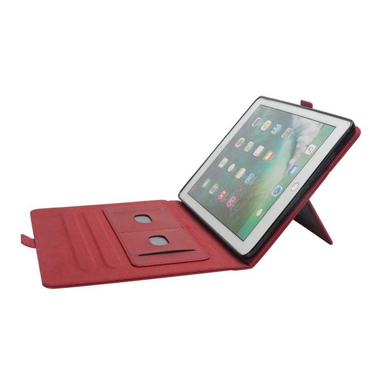 Flip Card Slots Stand Leather Tablet Case for iPad Pro 12.9-inch (2017) / Pro 12.9-inch (2015) - Red-8