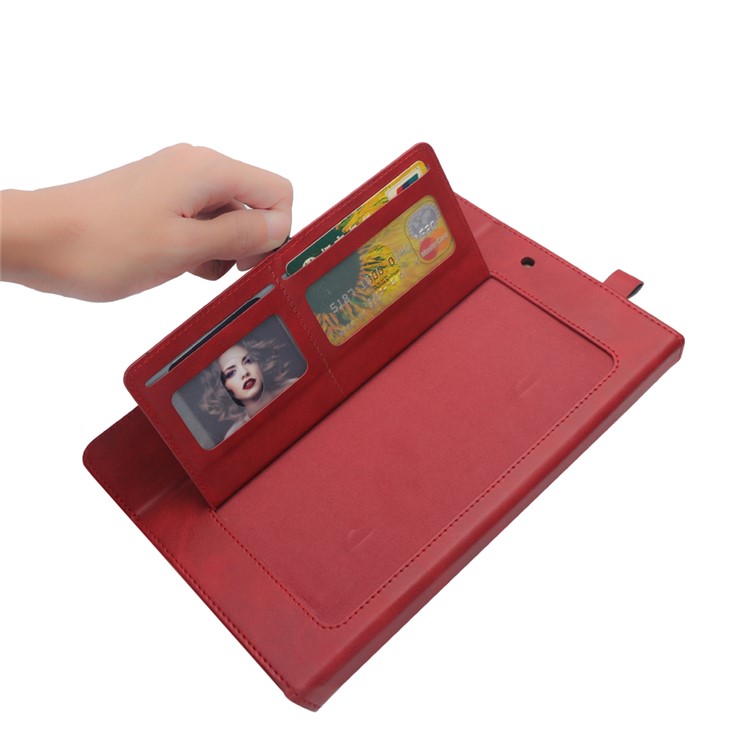 Flip Card Slots Stand Leather Tablet Case for iPad Pro 12.9-inch (2017) / Pro 12.9-inch (2015) - Red-9