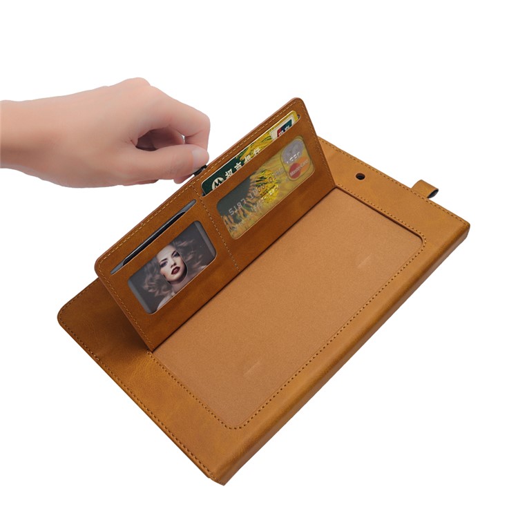 Flip Card Slots Stand Leather Tablet Shell for iPad Pro 12.9-inch (2017) / Pro 12.9-inch (2015) - Brown-10