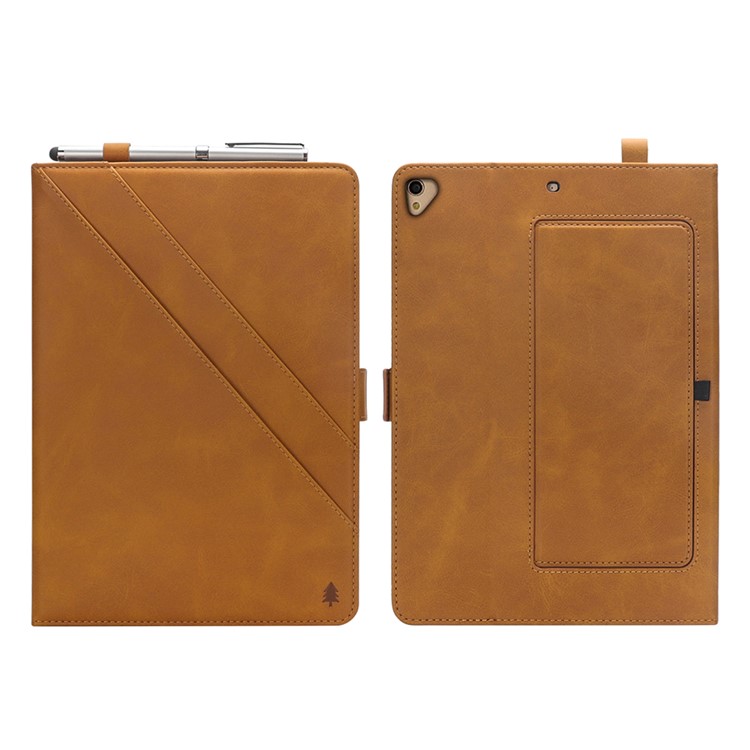 Flip Card Slots Stand Leather Tablet Shell for iPad Pro 12.9-inch (2017) / Pro 12.9-inch (2015) - Brown-11