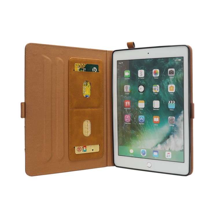 Flip Card Slots Stand Leather Tablet Shell for iPad Pro 12.9-inch (2017) / Pro 12.9-inch (2015) - Brown-4