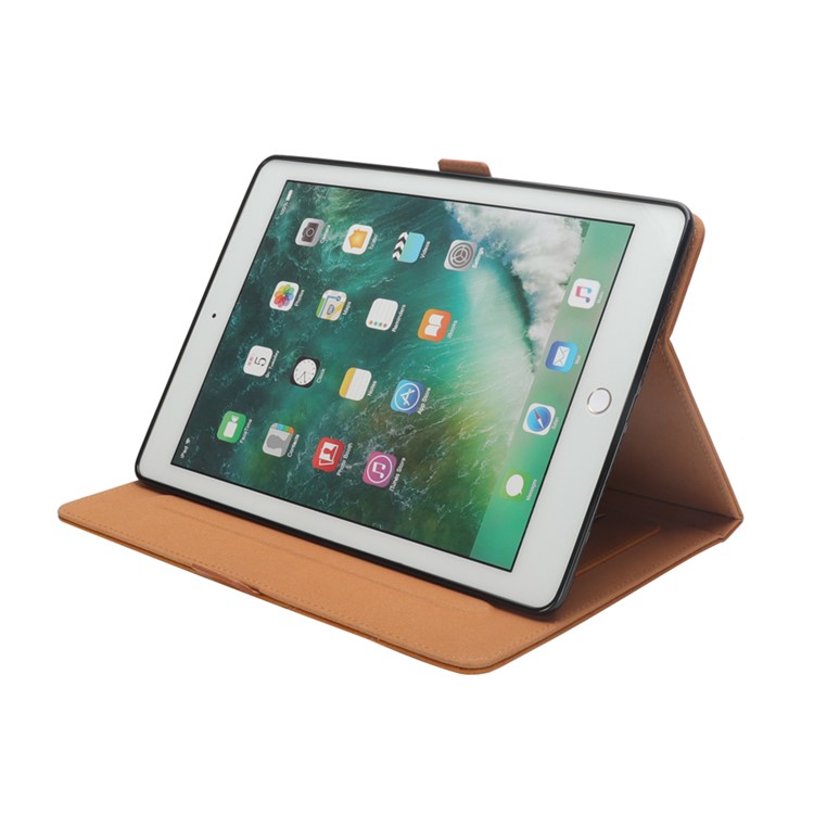 Flip Card Slots Stand Leather Tablet Shell for iPad Pro 12.9-inch (2017) / Pro 12.9-inch (2015) - Brown-8