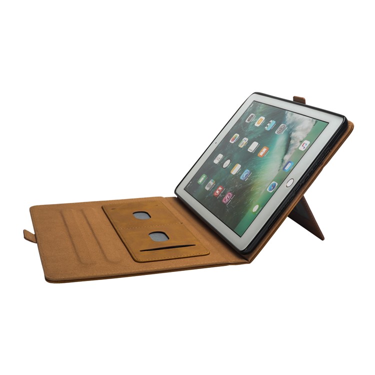 Flip Card Slots Stand Leather Tablet Shell for iPad Pro 12.9-inch (2017) / Pro 12.9-inch (2015) - Brown-9