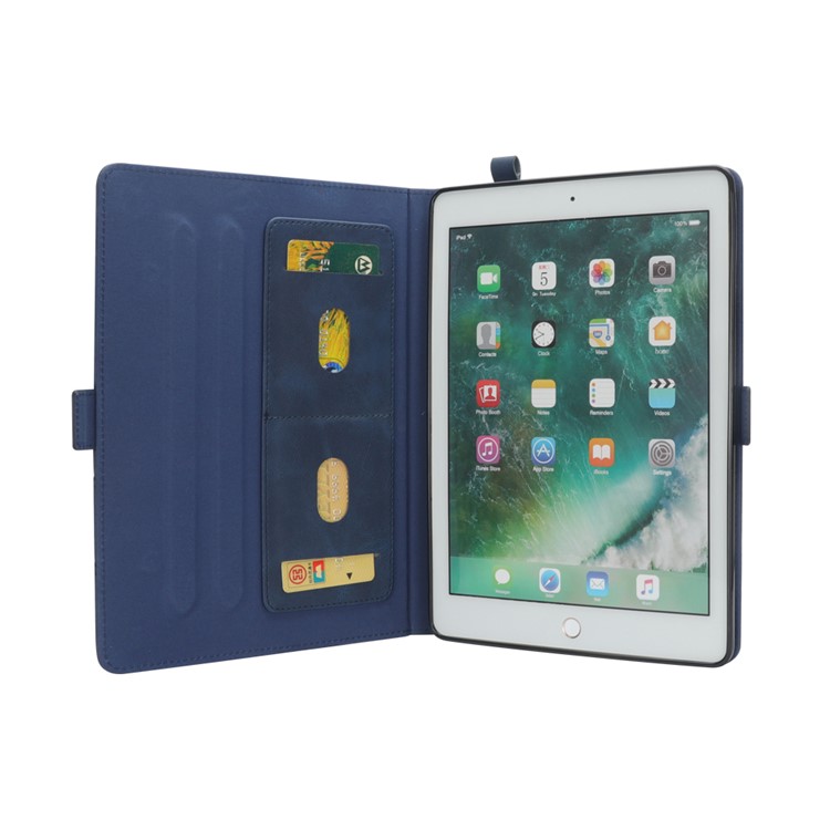 Flip Card Slots Stand Leather Tablet Casing for iPad Pro 12.9-inch (2017) / Pro 12.9-inch (2015) - Blue-4