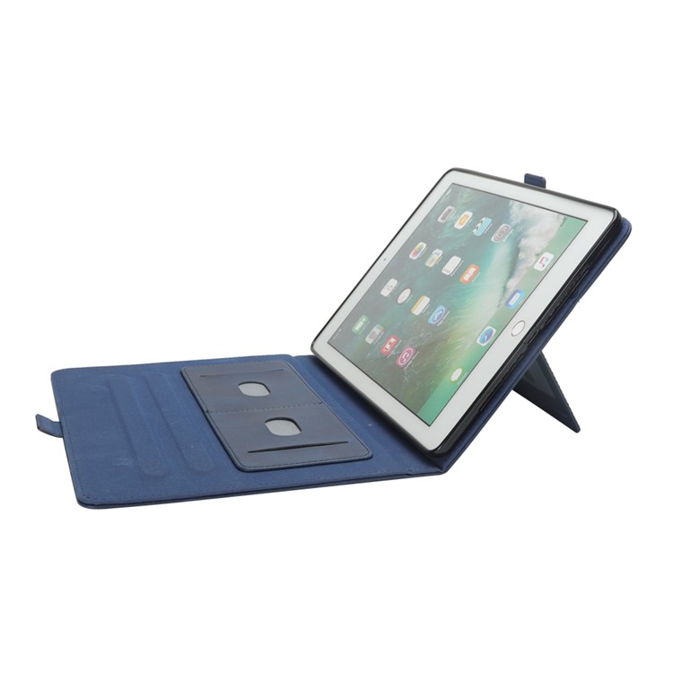 Flip Card Slots Stand Leather Tablet Casing for iPad Pro 12.9-inch (2017) / Pro 12.9-inch (2015) - Blue-9
