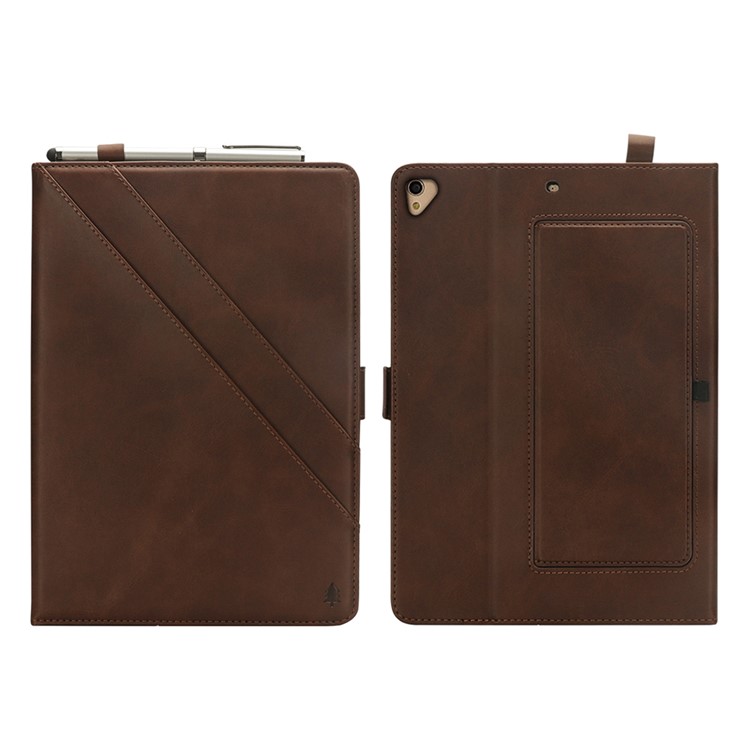 Slots De Cartão De Aleta Ficar Capa Protetora De Tablet De Couro Para Ipad Pro 12,9 Polegadas (2017) / Pro 12.9 Polegadas (2015) - Café-11
