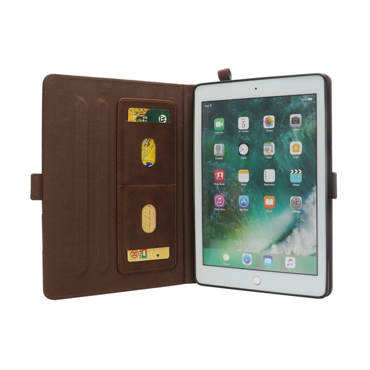Slots De Cartão De Aleta Ficar Capa Protetora De Tablet De Couro Para Ipad Pro 12,9 Polegadas (2017) / Pro 12.9 Polegadas (2015) - Café-4