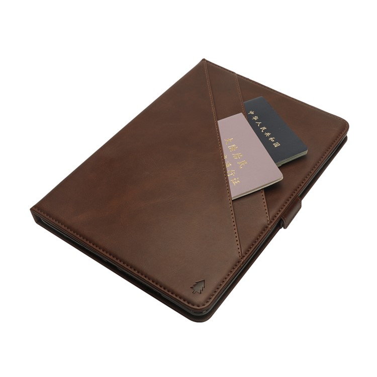 Slots De Cartão De Aleta Ficar Capa Protetora De Tablet De Couro Para Ipad Pro 12,9 Polegadas (2017) / Pro 12.9 Polegadas (2015) - Café-7