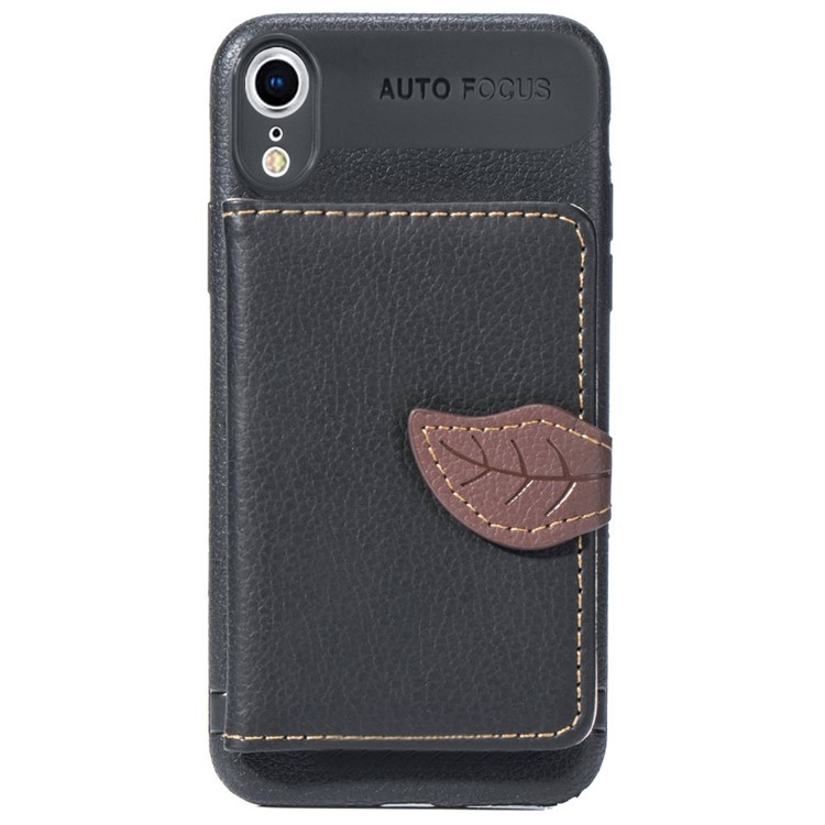 PU Leather Coated TPU Wallet Case with Kickstand for iPhone XR 6.1 inch - Black-2