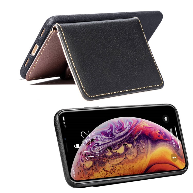 PU Leather Coated TPU Wallet Case with Kickstand for iPhone XR 6.1 inch - Black-5