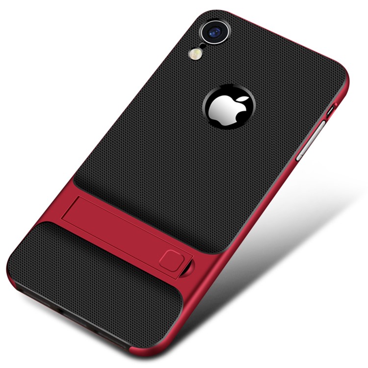 

ELEGANCE Сетчатый Шаблон TPU + ПК Подставка Для Мобильного Телефона Для Iphone XR 6.1 Inch - Красный, iPhone XR