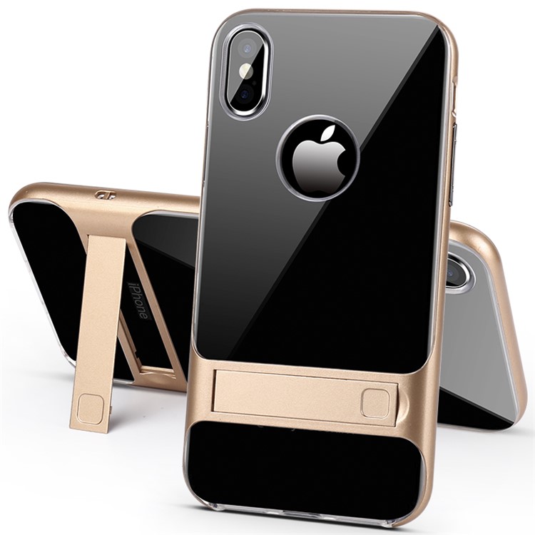 

ELEGANCE TPU Plastic Hybrid Phone Shell with Kickstand for iPhone XS Max 6.5 inch - Gold, iPhone XS Max