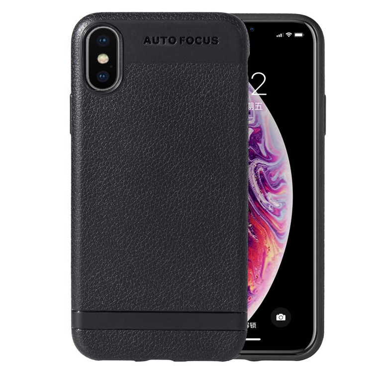 

Litchi Grain TPU Cell Phone Case for iPhone XS 5.8 inch - Black