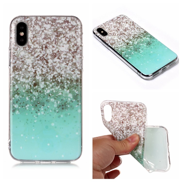 Шаблон печати матовая поверхность imd тпу сотовый телефон чехол для iphone xs / x 5,8 дюйма - блестки