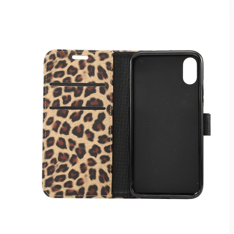 Leopard Pattern Wallet Stand Leather Phone Case for iPhone XS 5.8 inch - Brown-4