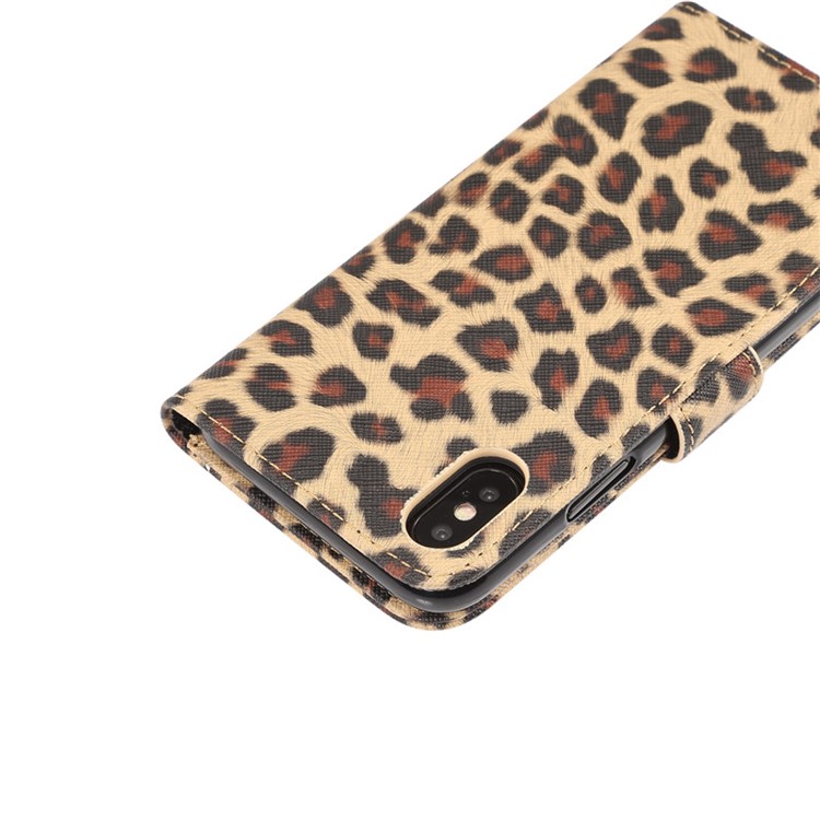 Leopard Pattern Wallet Stand Leather Phone Case for iPhone XS 5.8 inch - Brown-7