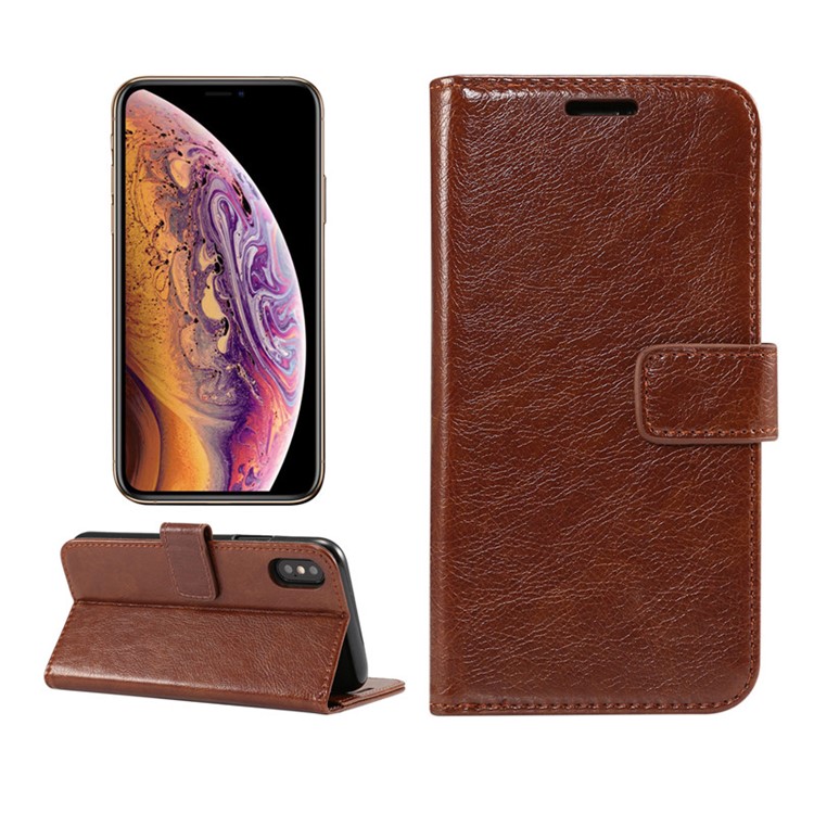 

Сумасшедший Кожаный Чехол Для Кошелек Для Кошелек Для Iphone XS 5.8 Inch - Кофе, iPhone Xs