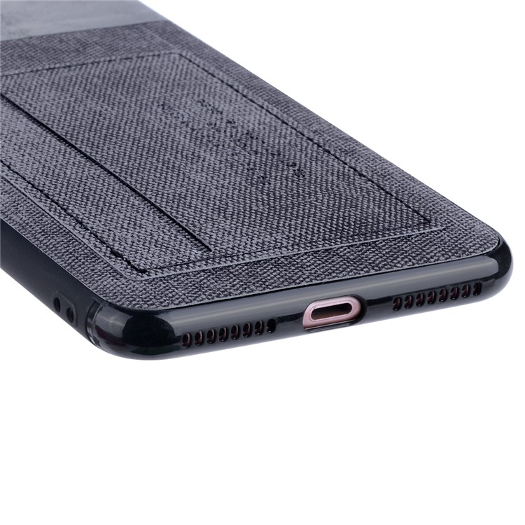 Cloth Texture TPU Back Phone Casing with Card Holder for iPhone 8 Plus / 7 Plus 5.5 inch - Black-3