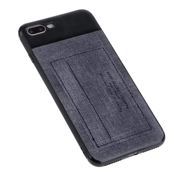 Cloth Texture TPU Back Phone Casing with Card Holder for iPhone 8 Plus / 7 Plus 5.5 inch - Black-4