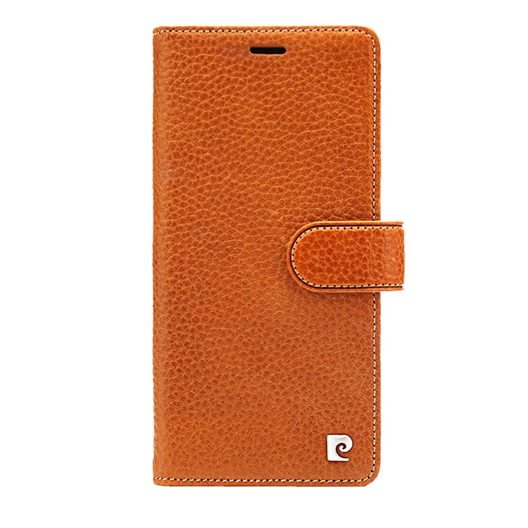 Pierre cardin litchi кожаная кожаная обложка с подставным кошельком для iphone xs max 6.5 inch - коричневый