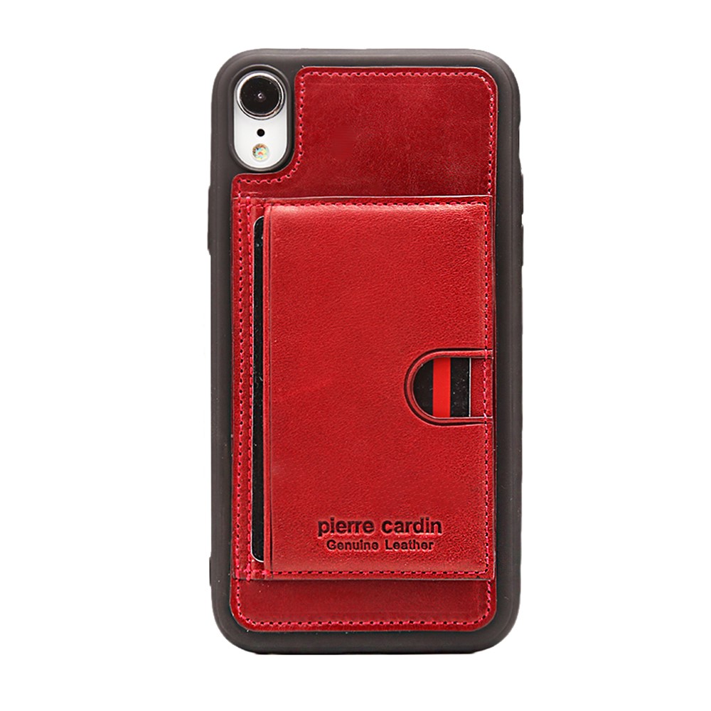 Pierre Cardin Per Iphone XR 6,1 Pollici Guida in Pelle TPU Rivestita Con Cavalletto Con Cavalletto - Rosso