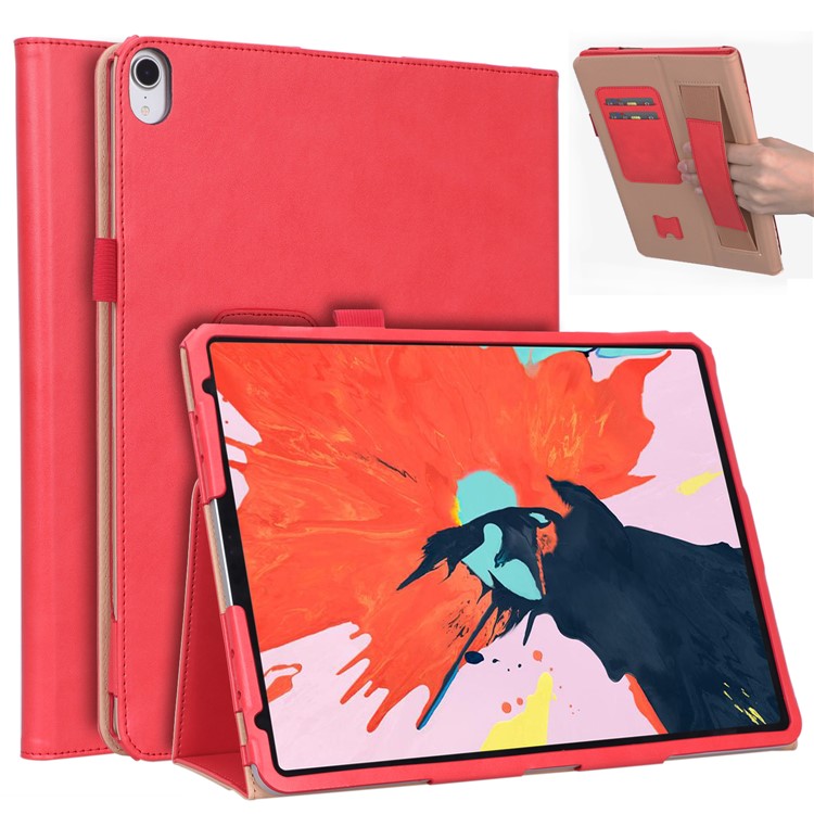 

Для Ipad Pro 11-дюймовый (2018) Винтажный Стиль Смарт-PU Кожаная Раковина С Подставкой - Красный, iPad Pro 11-inch (2018)