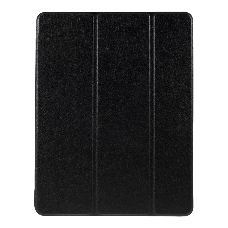 For iPad Pro 12.9-inch (2018) Silk Texture Tri-fold Stand PU Leather Protection Case - Black-1