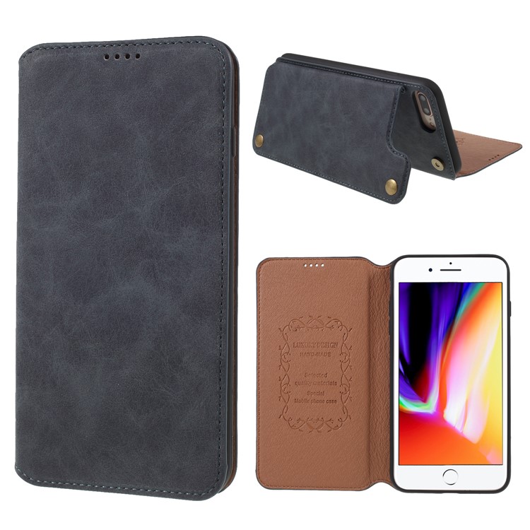 

Retro Style PU Leather Phone Case with Card Slots for iPhone 8 Plus / 7 Plus 5.5 inch - Grey, iPhone 8 Plus