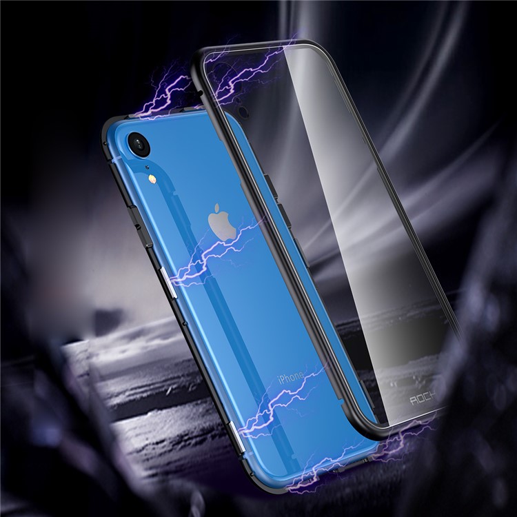 

ROCK Для Iphone XR 6,1-дюймовый Съемный Магнитный Металлический Каркас + Закаленный Стеклянный Задний Гибридный Корпус - Черный, iPhone XR