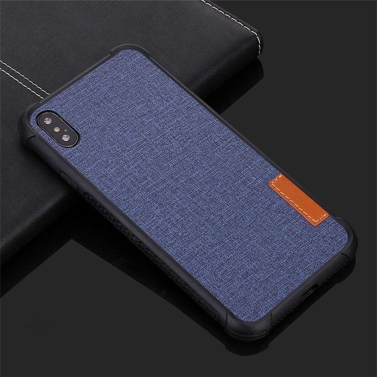 

Cloth Texture Anti-drop TPU Cell Phone Cover for iPhone XS Max 6.5 inch - Blue, iPhone XS Max
