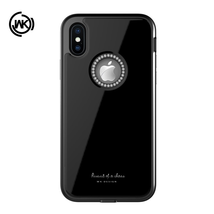

WK Ginstone Серии Bling Rhinestone Decor Закаленное Стекло + TPU + Покрытие ПК Для Iphone XS / X 5,8 Дюйма - Черный, iPhone XS 5.8 inch