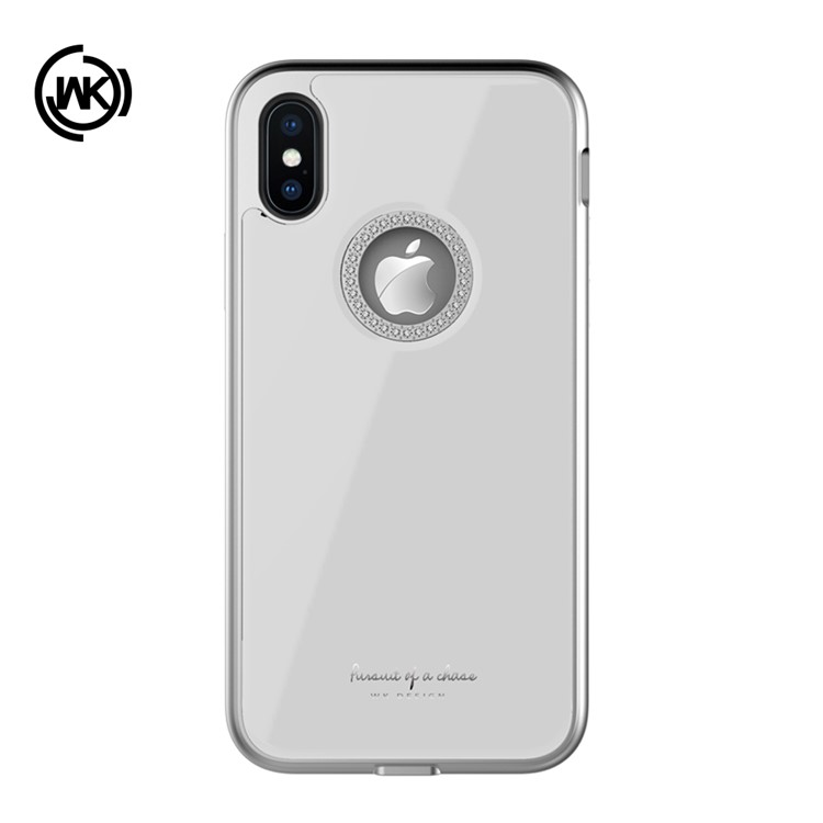 

WK Ginstone Серии Bling Rhinestone Decor Закаленное Стекло + TPU + Корпус Для Iphone XS / X 5,8 Дюйма - Белый, iPhone XS 5.8 inch