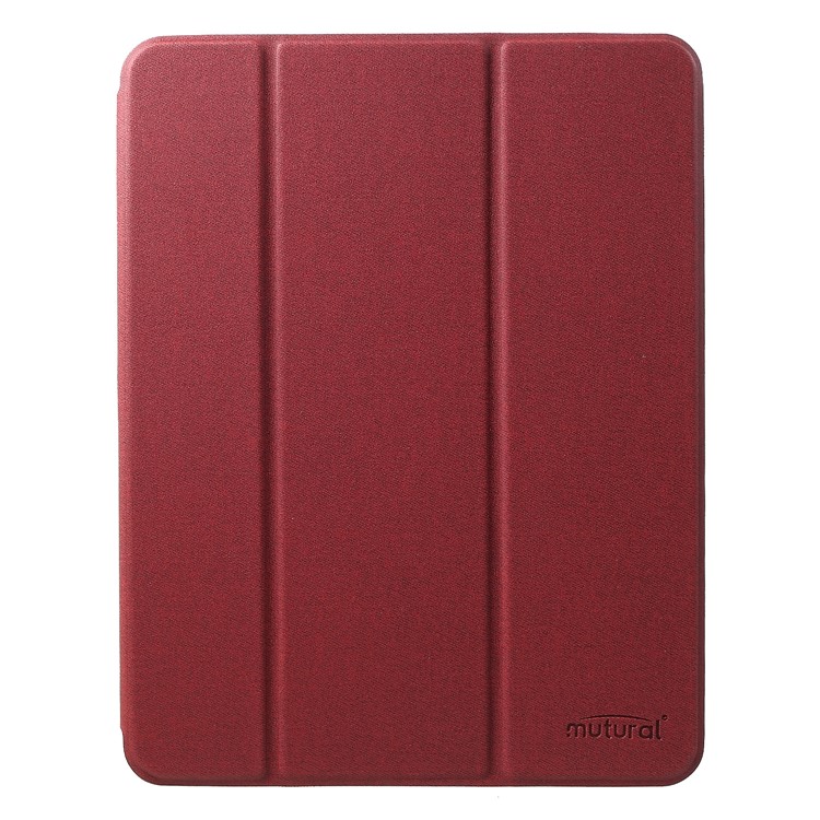 MUTURAL Smart Stand Jeans Tessuto Texture PU Copertura In Pelle Con Slot Per Penna Per Ipad Pro Da 11 Pollici (2018) - Rosso-1
