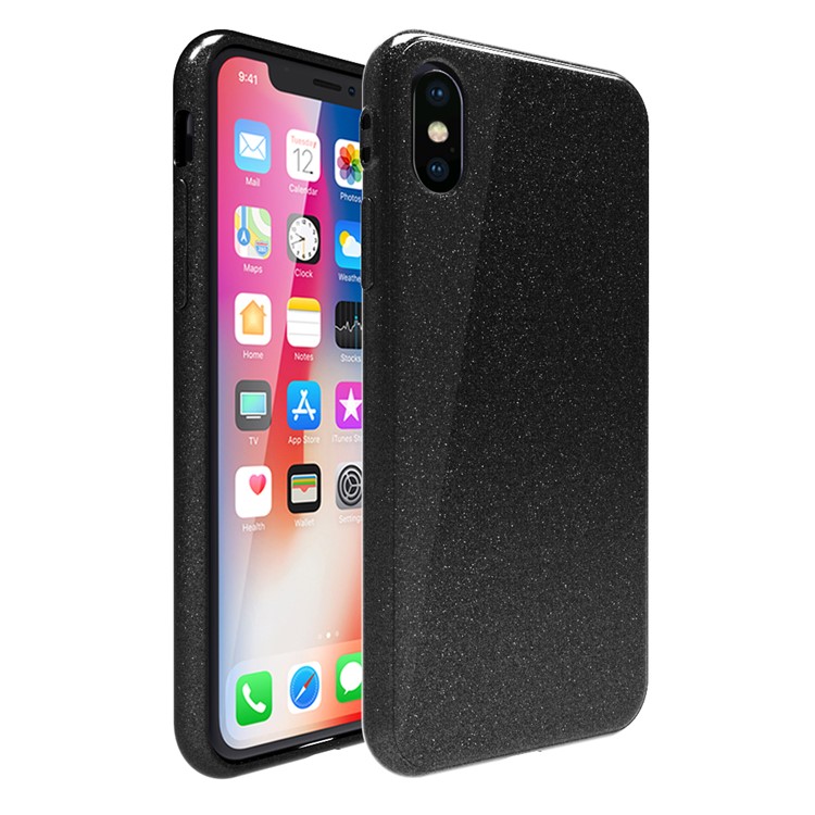 Glitter Powder TPU Mobile Case for iPhone XS Max 6.5 inch - Black-1