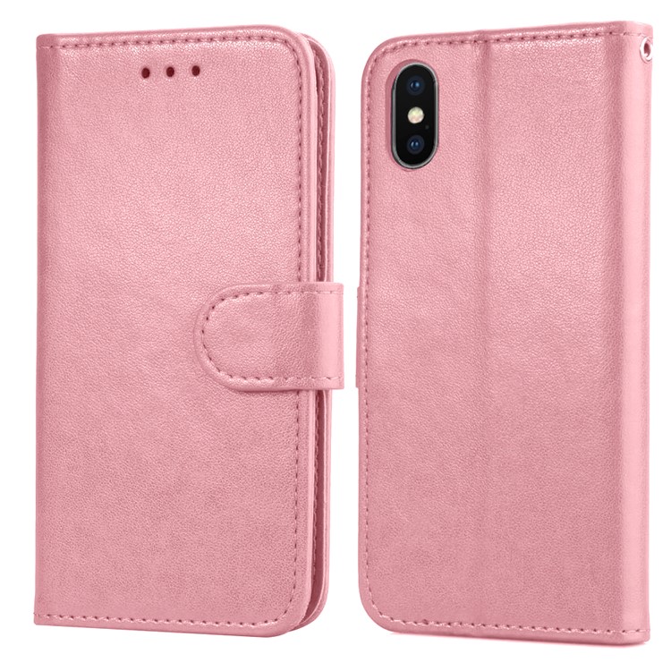 

Solid Color PU Leather Shell with Card Holder for iPhone XS / X 5.8 inch - Pink, iPhone Xs