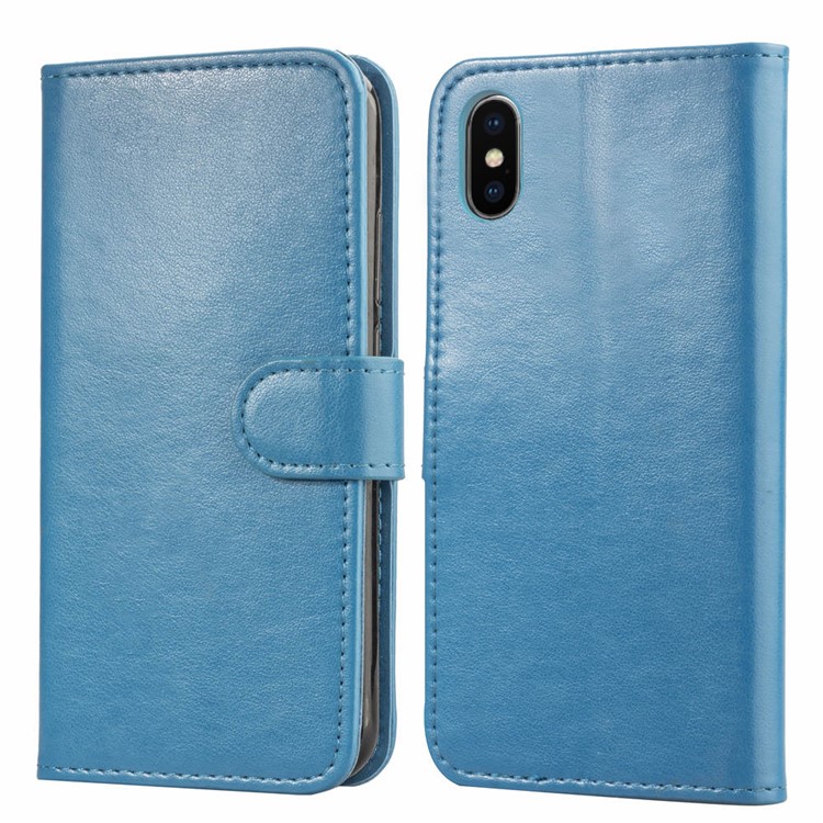 

Solid Color [Stand Wallet] Leather Mobile Phone Casing for iPhone XS / X 5.8 inch - Blue, iPhone Xs