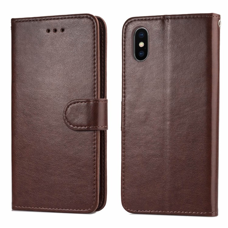 

Solid Color Card Holder Leather Mobile Cover Shell for iPhone XS / X 5.8 inch - Brown, iPhone Xs