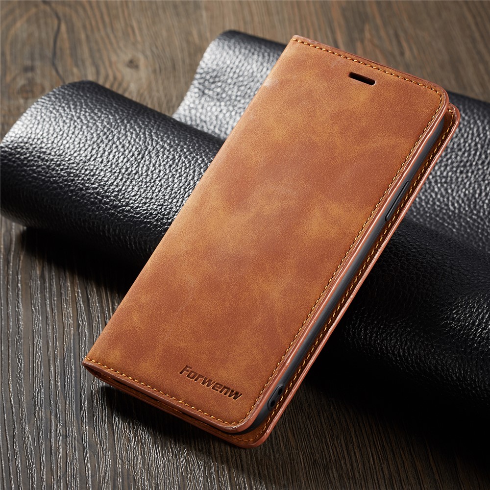 FORWENW Leather Wallet Case for iPhone XS Max 6.5 inch - Brown-7