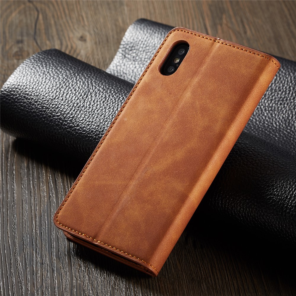 FORWENW Leather Wallet Case for iPhone XS Max 6.5 inch - Brown-8